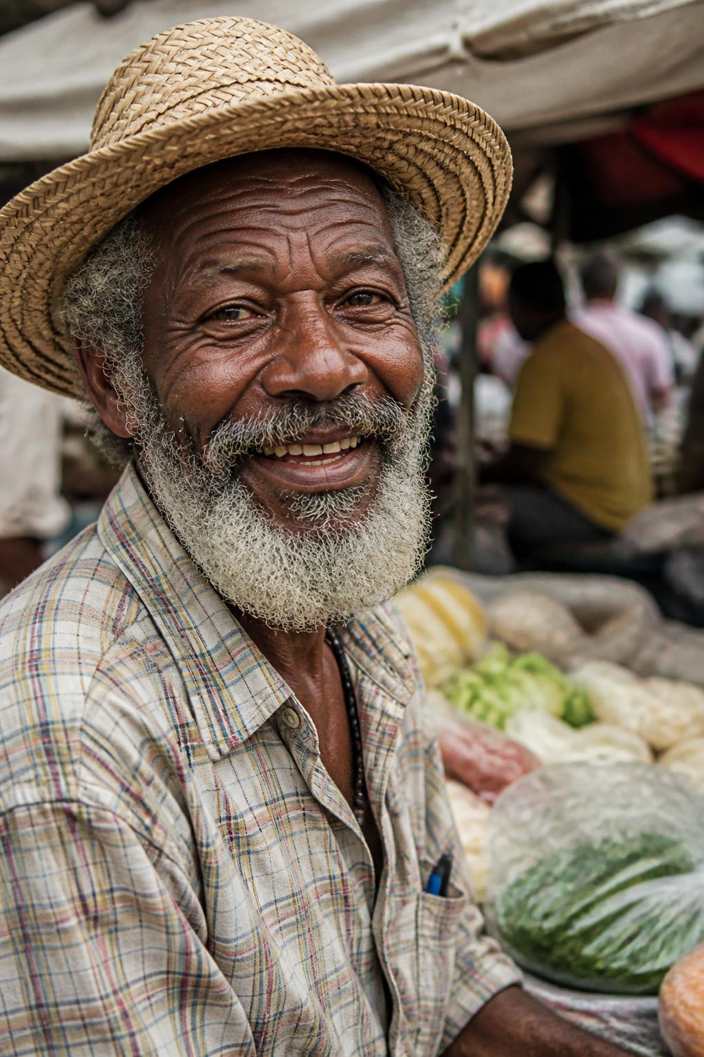 Portrait of an elder Jamaican market vendor
