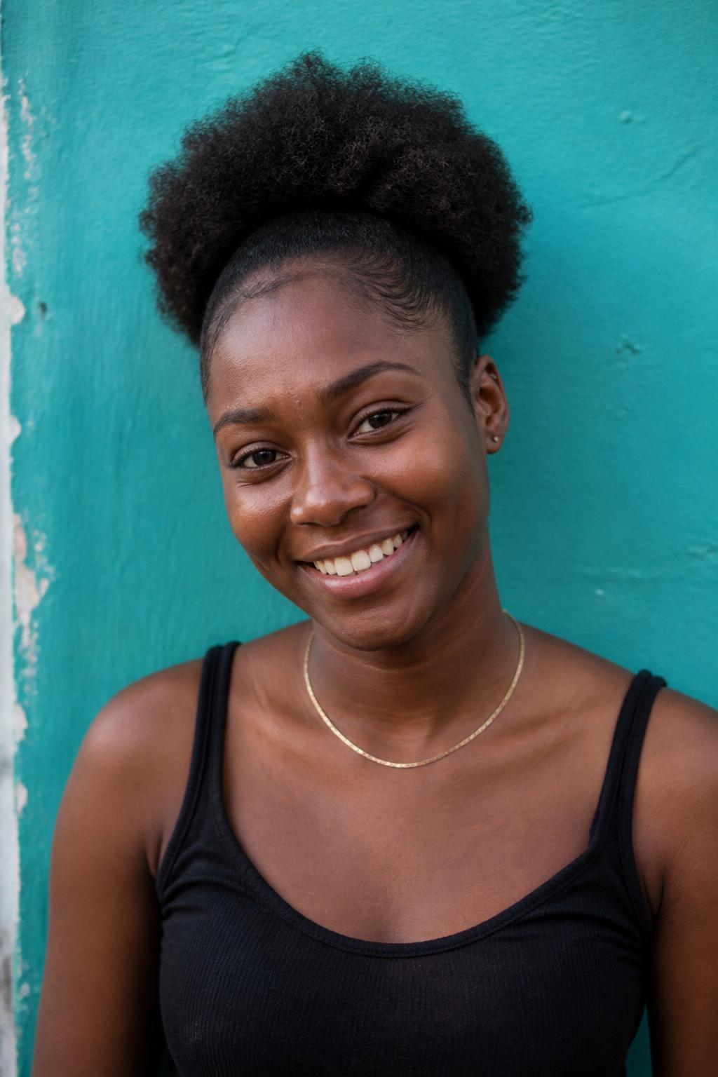 Portrait of a young Jamaican woman smiling